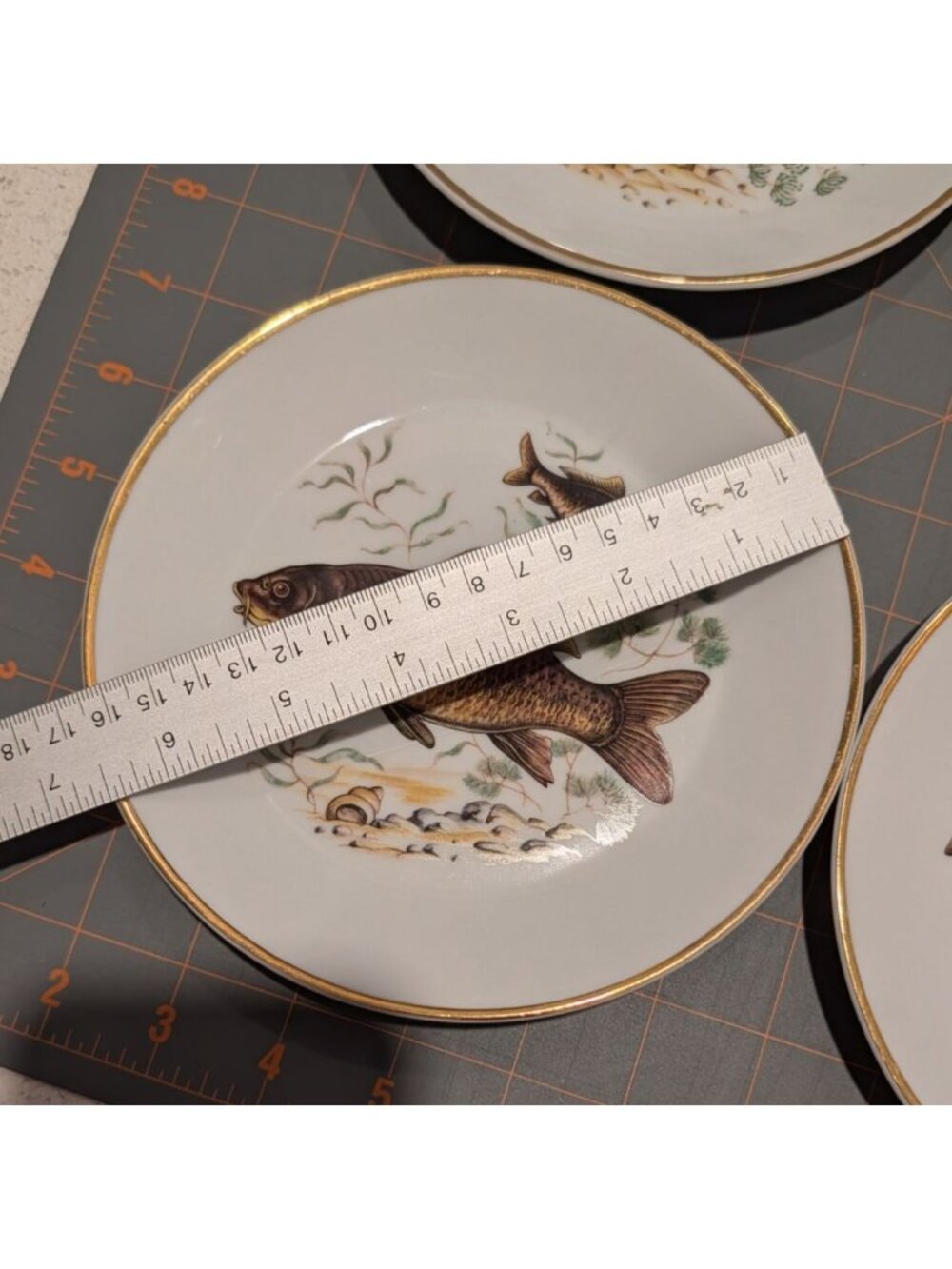 Vintage Naaman Israel Fish Platter 6 Plates Gold Trim Porcelain NAA2 Pike Fish - Picture 13 of 16